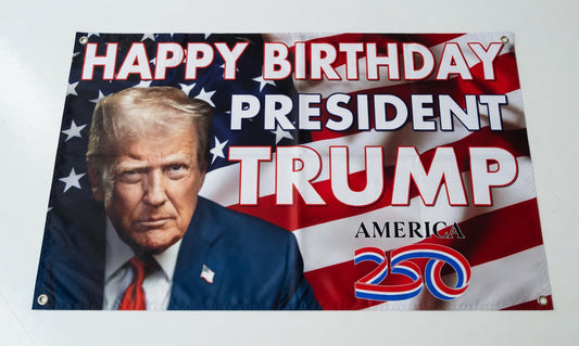 Happy Birthday President Trump 2 Flags